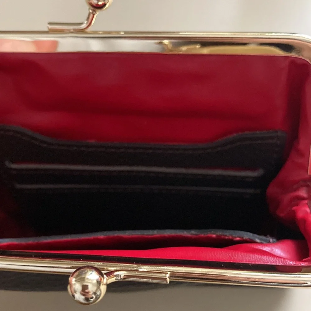 Dooney & Bourke Dark Brown Pebbled Leather Kiss Lock Wallet Pouch Coin Purse - Picture 6 of 7